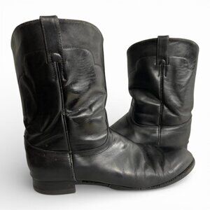 Tony Lama Black Leather Western Roper Cowboy Biker Vintage Boots Men’s 10 D
